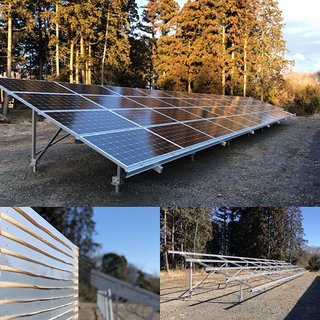 昨日から野立て太陽光発電の設置工事です。昨日で架台が組み終わったので、本日はパネルの設置でした。#野立て #野立て太陽光発電 #太陽光パネル #太陽光パネル設置 #産業用 #茨城県 #阿見町