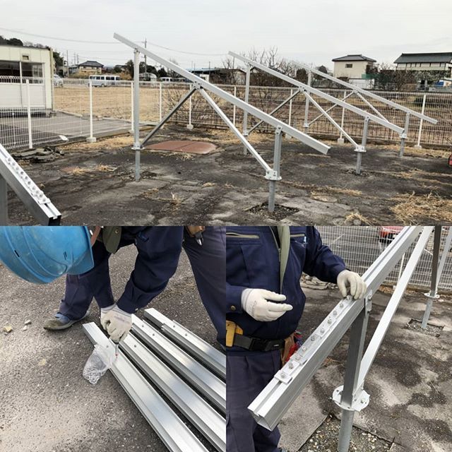 産業用太陽光発電の架台を設置しました。