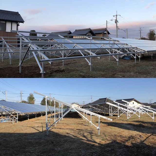野立太陽光発電の架台を組みました！